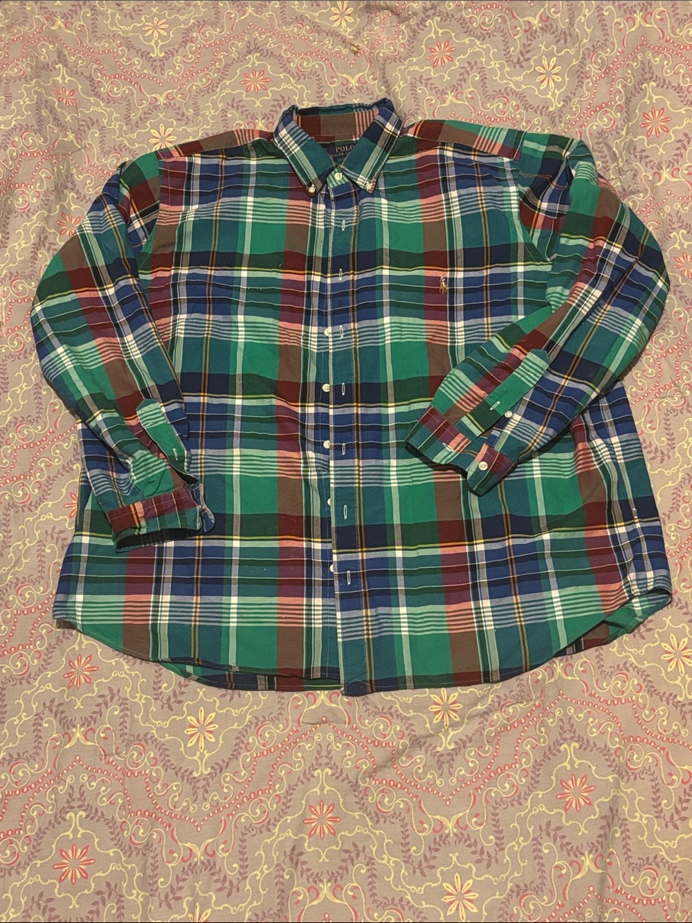 Polo by Ralph Lauren Green, Blue & Red Plaid Button-Down Shirt